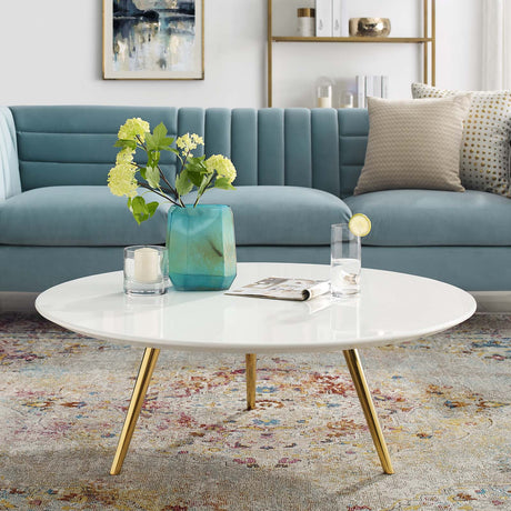 Lippa 40" Round Artifical Top Coffee Table - Wood Tapered Base Dining Table - BUILDMYPLACE