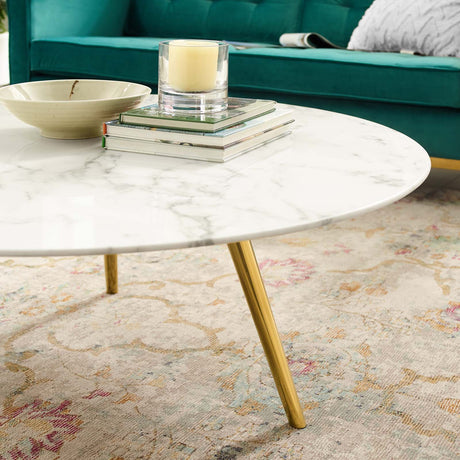 Lippa 40" Round Artifical Top Coffee Table - Wood Tapered Base Dining Table - BUILDMYPLACE