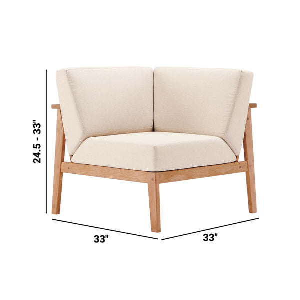 Sedona Outdoor Patio Eucalyptus Wood Sectional Sofa Corner Chair