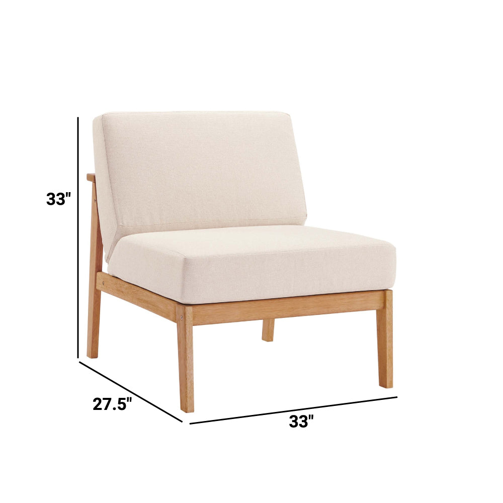 Sedona Outdoor Patio Eucalyptus Wood Sectional Sofa Armless Chair
