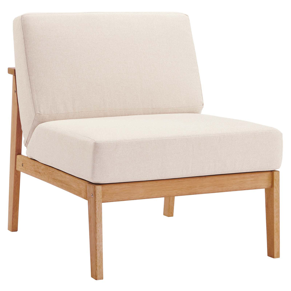 Sedona Outdoor Patio Eucalyptus Wood Sectional Sofa Armless Chair