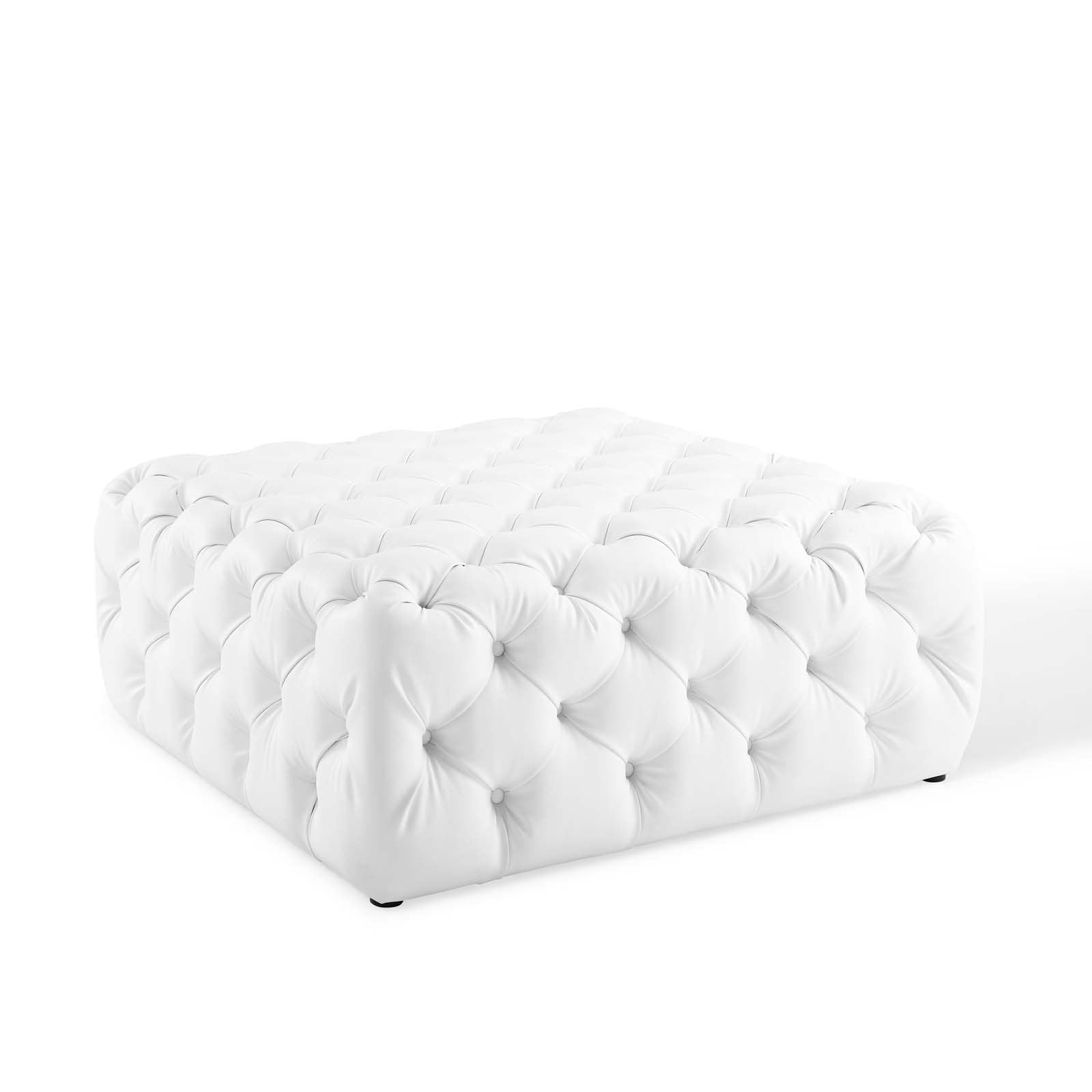 Anthem Tufted Button Large Square Faux Leather Ottoman
