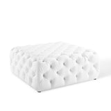 Anthem Tufted Button Large Square Faux Leather Ottoman