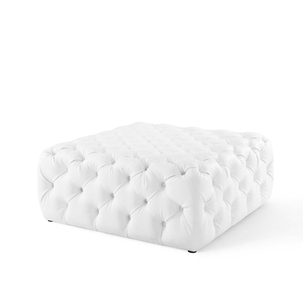 Anthem Tufted Button Large Square Faux Leather Ottoman