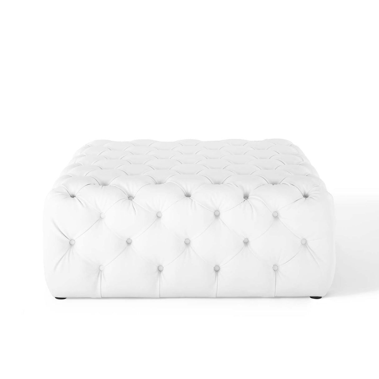 Anthem Tufted Button Large Square Faux Leather Ottoman