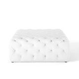 Anthem Tufted Button Large Square Faux Leather Ottoman