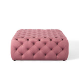 Anthem Tufted Button Large Square Faux Leather Ottoman