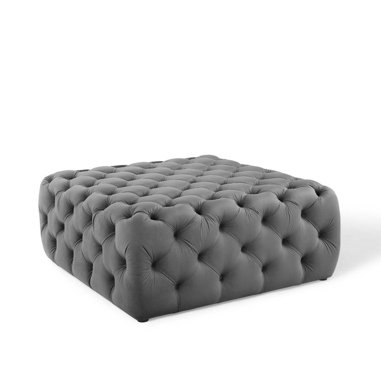 Anthem Tufted Button Large Square Faux Leather Ottoman