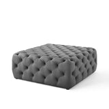 Anthem Tufted Button Large Square Faux Leather Ottoman