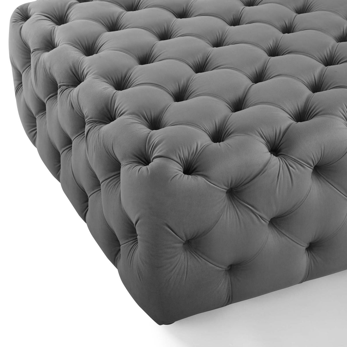 Anthem Tufted Button Large Square Faux Leather Ottoman