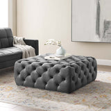 Anthem Tufted Button Large Square Faux Leather Ottoman