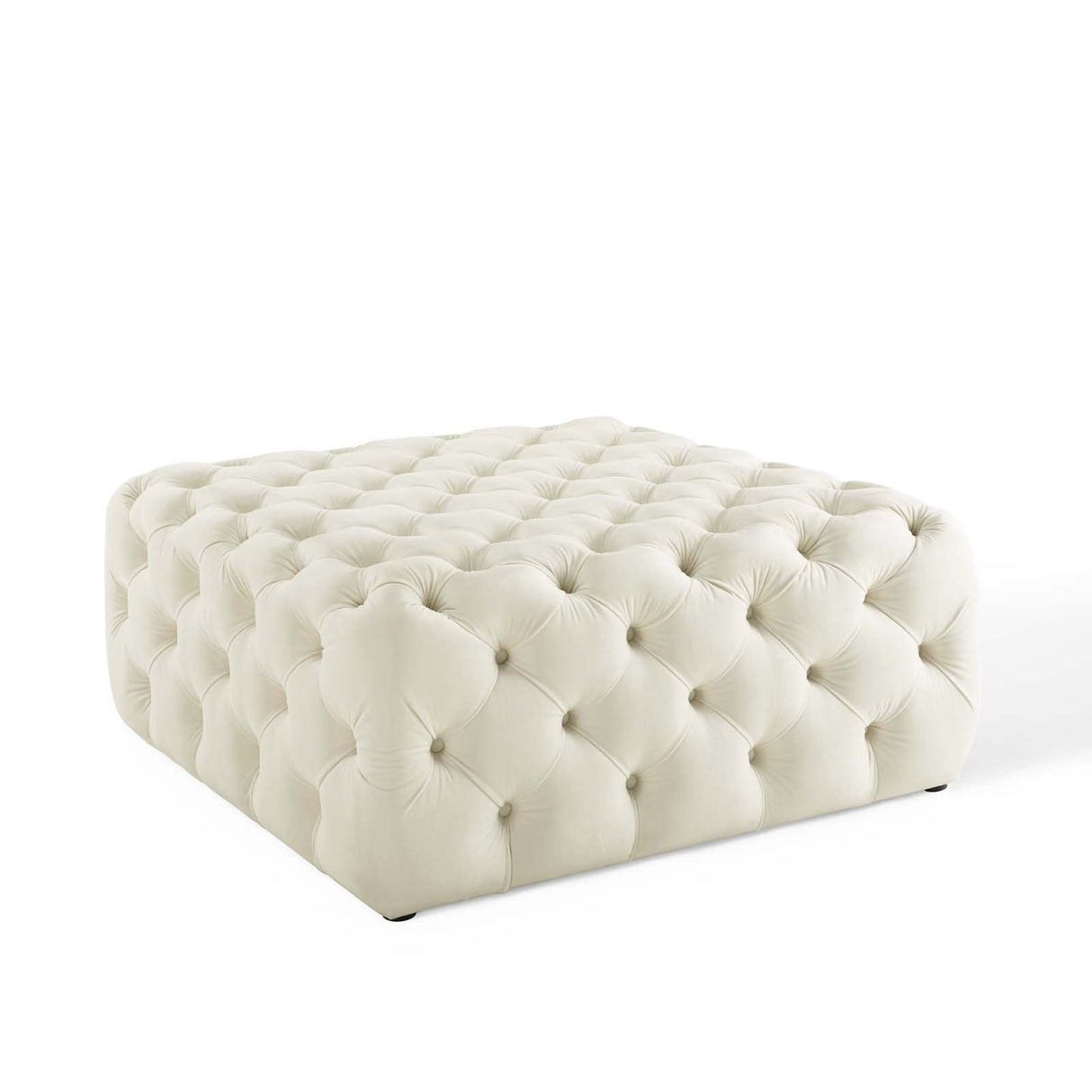 Anthem Tufted Button Large Square Faux Leather Ottoman