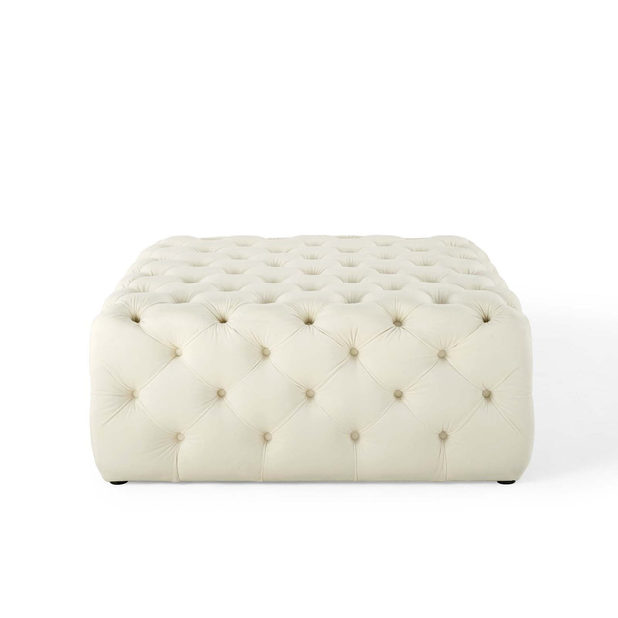 Anthem Tufted Button Large Square Faux Leather Ottoman