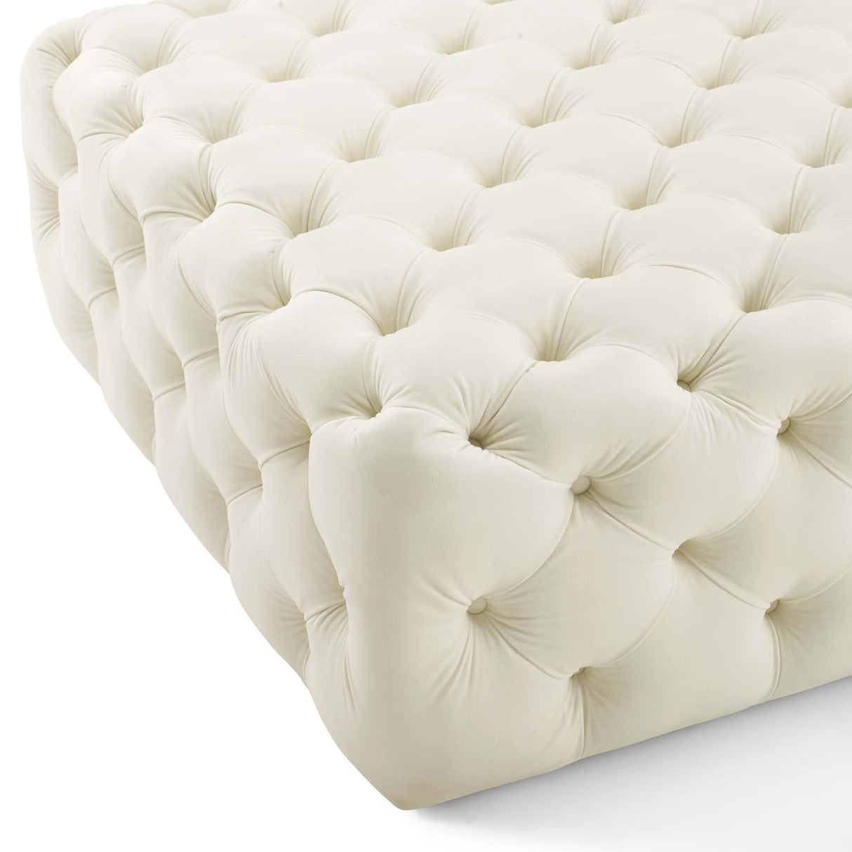 Anthem Tufted Button Large Square Faux Leather Ottoman