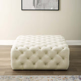 Anthem Tufted Button Large Square Faux Leather Ottoman