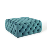 Anthem Tufted Button Large Square Faux Leather Ottoman