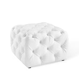 Anthem Tufted Button Large Square Faux Leather Ottoman