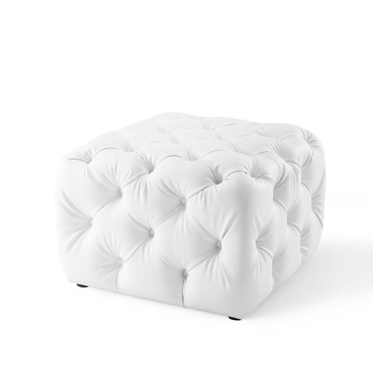 Anthem Tufted Button Large Square Faux Leather Ottoman