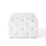 Anthem Tufted Button Large Square Faux Leather Ottoman