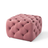 Anthem Tufted Button Large Square Faux Leather Ottoman