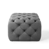 Anthem Tufted Button Large Square Faux Leather Ottoman