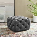 Anthem Tufted Button Large Square Faux Leather Ottoman