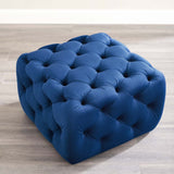 Anthem Tufted Button Large Square Faux Leather Ottoman