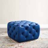 Anthem Tufted Button Large Square Faux Leather Ottoman