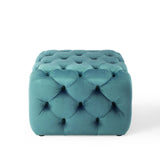 Anthem Tufted Button Large Square Faux Leather Ottoman