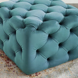 Anthem Tufted Button Large Square Faux Leather Ottoman