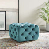 Anthem Tufted Button Large Square Faux Leather Ottoman