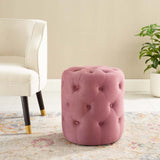 Anthem Tufted Button Large Square Faux Leather Ottoman