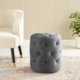 Anthem Tufted Button Large Square Faux Leather Ottoman