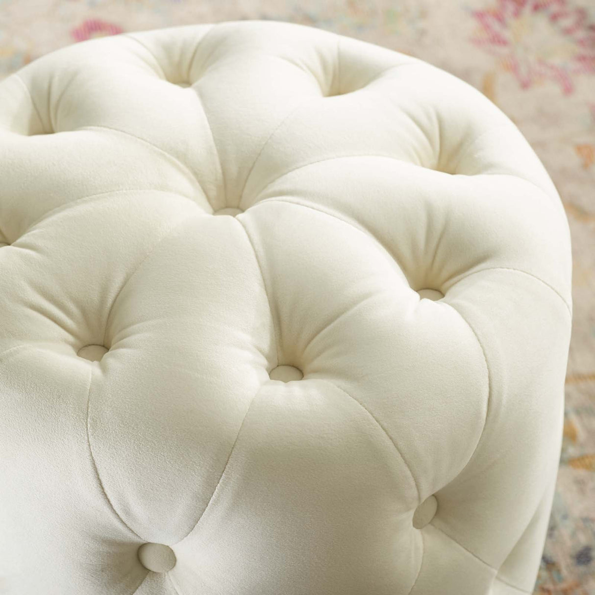 Anthem Tufted Button Large Square Faux Leather Ottoman