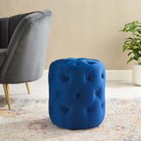 Anthem Tufted Button Large Square Faux Leather Ottoman