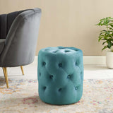 Anthem Tufted Button Large Square Faux Leather Ottoman