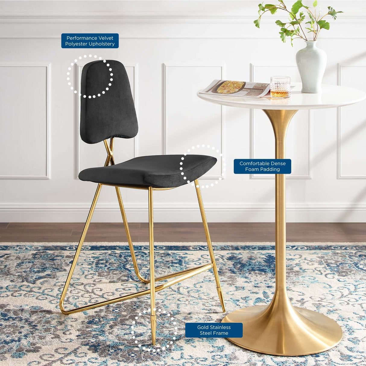 Ponder Performance Stool In Velvet