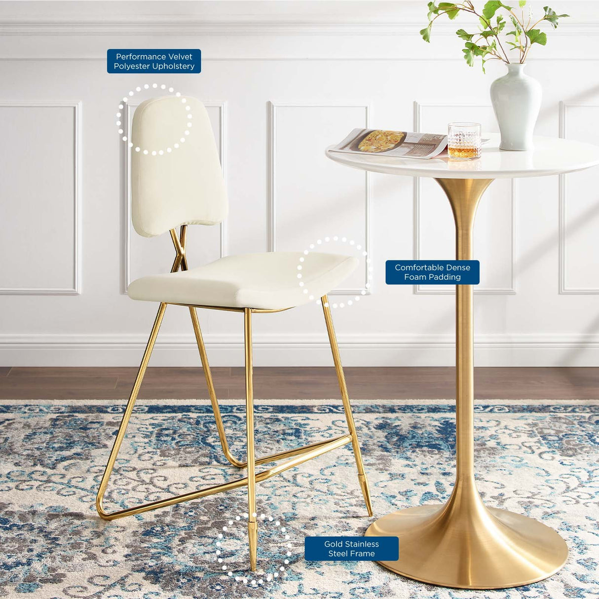 Ponder Performance Stool In Velvet