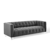 Mesmer Channel Tufted Button Performance Velvet Sofa