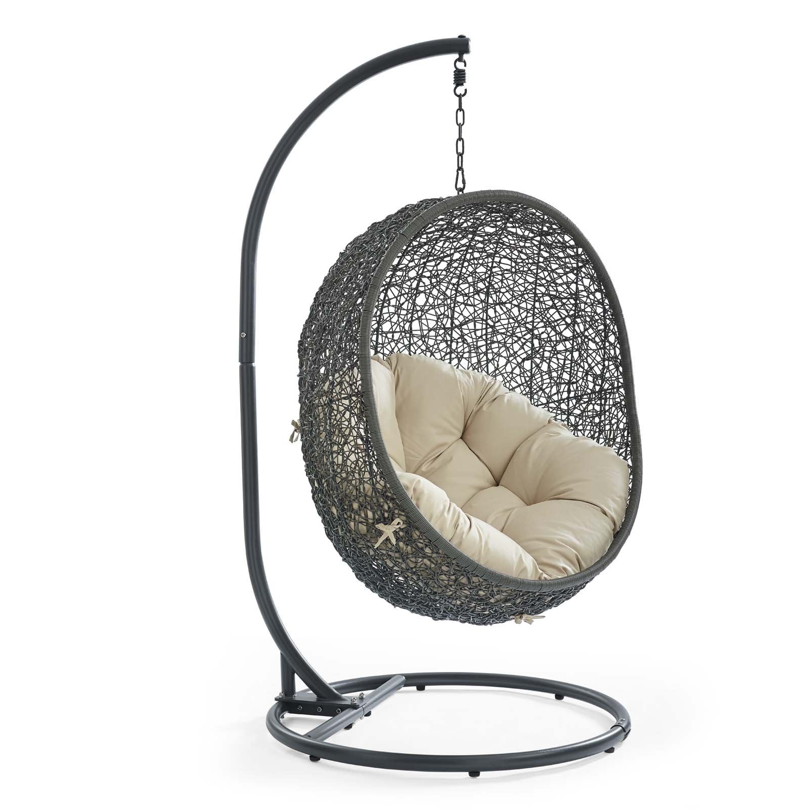 Terrace Egg Shape Hammock Chair With Hanging Kits & Stand - In Multicolor Cushions