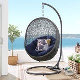 Terrace Egg Shape Hammock Chair With Hanging Kits & Stand - In Multicolor Cushions