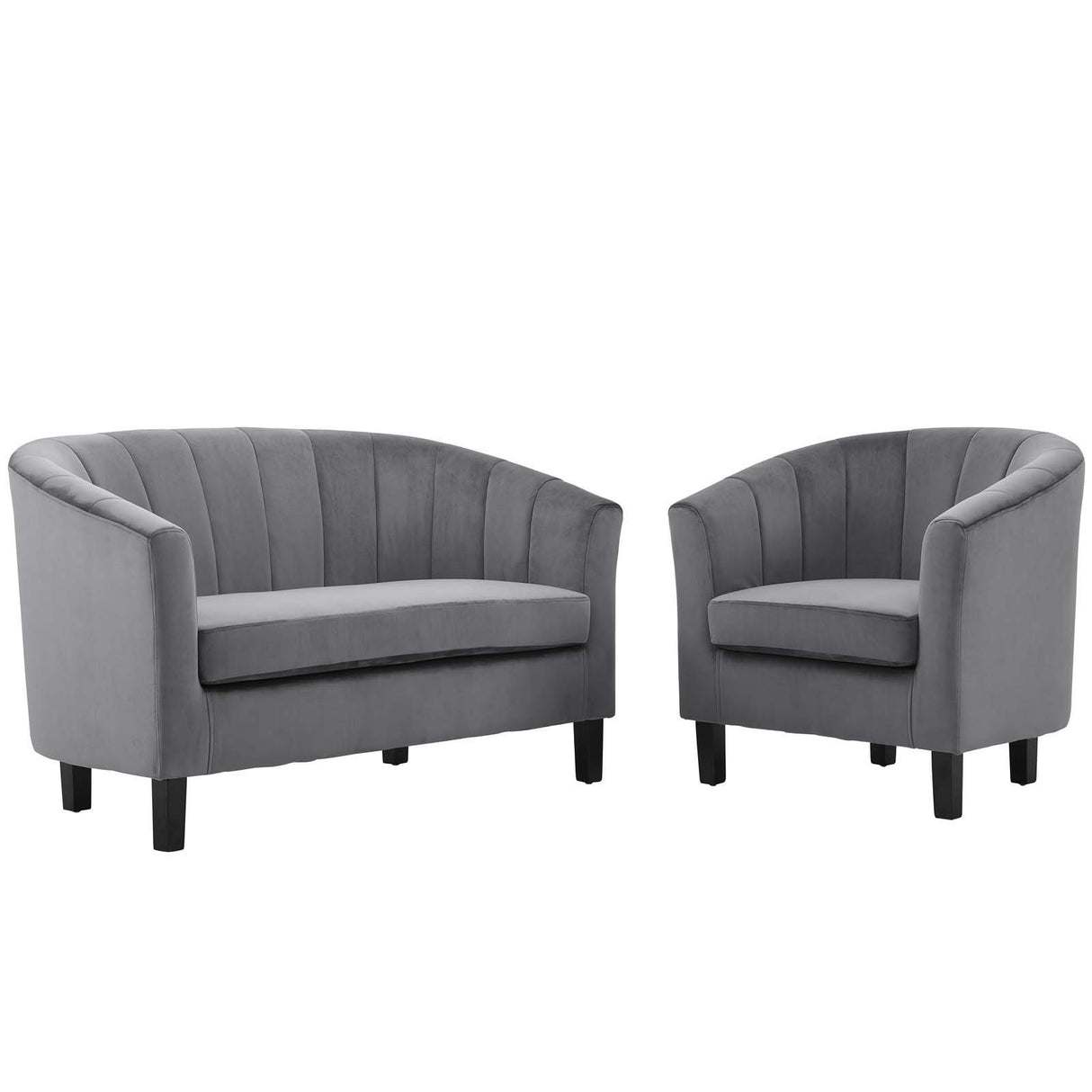 Prospect Channel Tufted Performance Velvet Loveseat and Armchair Set