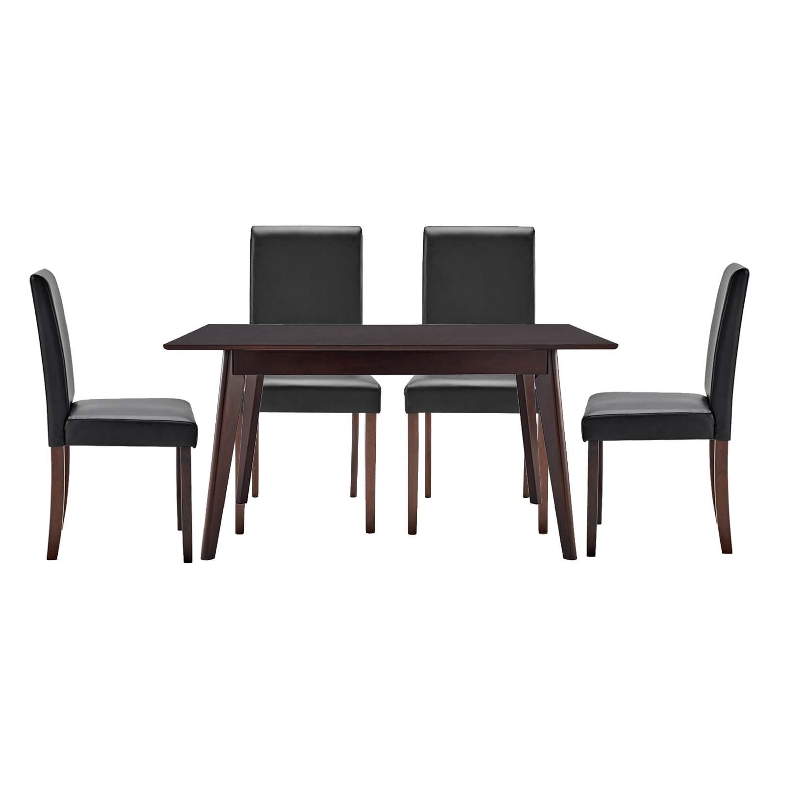 Elegant Faux Mable Desk Prosper Dining Room Set of 5 - Cappuccino Black