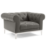Idyll Tufted Upholstered Leather Armchair Set of 2