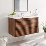 Rosie 36 Inch Floating / Wall Mounted Bathroom Vanity With Single Ceramic Sink Top & 2 Drawers