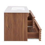 Rosie 36 Inch Floating / Wall Mounted Bathroom Vanity With Single Ceramic Sink Top & 2 Drawers