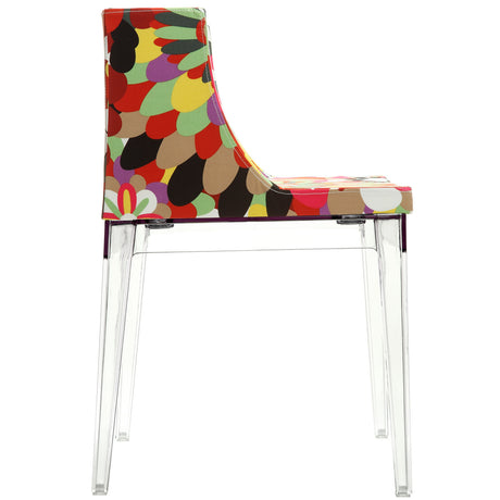 Vintage Flower Kitchen And Dining Side Chair - Fabric Dining Chair In Clear - BUILDMYPLACE
