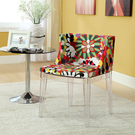 Vintage Flower Kitchen And Dining Side Chair - Fabric Dining Chair In Clear - BUILDMYPLACE