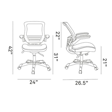 Ergonomic Drafting Chair with Adjustable Foot Ring and Flip-Up Arms Vinyl Seat - For Desk Chair
