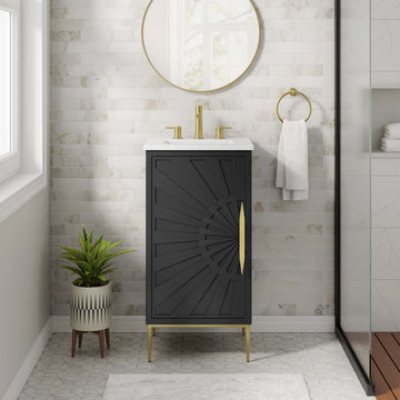 Awaken Black Freestanding Single Sink Bathroom Vanity with Ceramic Sink Top